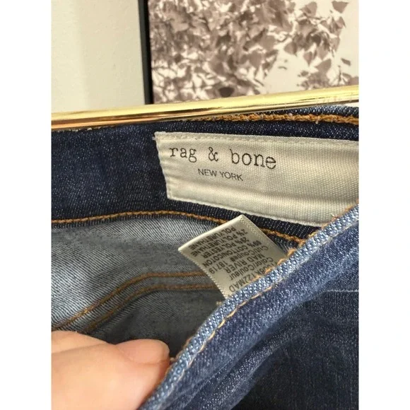 Rag & Bone Mad River Skinny Jeans Raw Hem Dark Wash Blue W1566K122MAD Size 28 - Picture 2 of 6